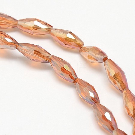 Electroplate Crystal Glass Rice Beads Strands X-EGLA-F042-A01-1