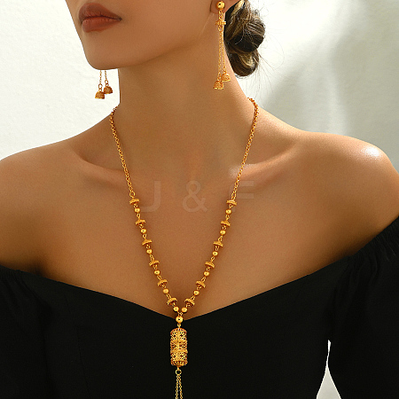Alloy Geometric Vintage Fringe Necklace & Earrings Set for Women Banquet Engagement UF6584-1