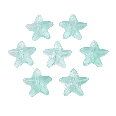 Transparent Spray Painted Glass Beads GLAA-N035-027-C01-1