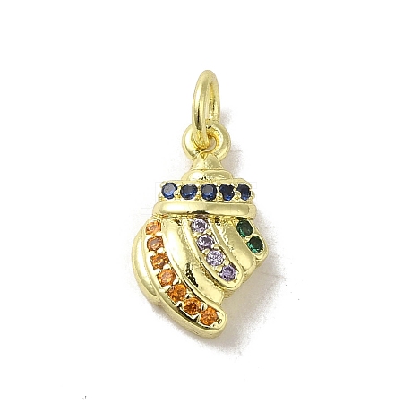 Real 18K Gold Plated Brass Pave Colorful Cubic Zirconia Pendants KK-M283-07A-02-1