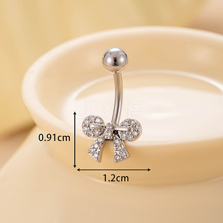 316L Surgical Stainless Steel Clear Cubic Zirconia Curved Barbell Belly Rings WGA1AD6-07-1