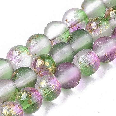 Frosted Spray Painted Glass Beads Strands GLAA-N035-03B-C01-1