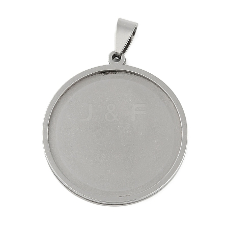 Non-Tarnish 201 Stainless Steel Pendant Cabochon Settings STAS-L279-009P-1