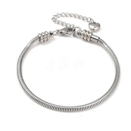Tarnish Resistant 304 Stainless Steel European Round Snake Chains Bracelets STAS-J015-05-1