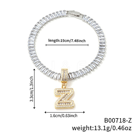 Fashionable Brass Micro Pave Clear Cubic Zirconia Charm Bracelets AF9298-26-1