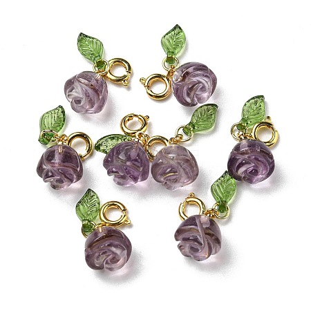 Natural Amethyst Rose Pendant Decorations G-R489-34G-1