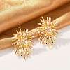 Brass Micro Pave Clear Cubic Zirconia Stud Earrings EJEW-P301-16G-3