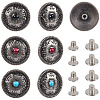 12 Sets 3 Colors Alloy Decorative Rivets BUTT-CP0001-07B-6