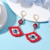 Glass Seed Bead Evil Eye Hoop Earrings EJEW-MZ00272-04-2