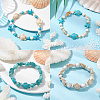 8Pcs Turtle & Starfish Synthetic Turquoise Beaded Stretch Bracelet BJEW-SC0001-46-3