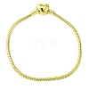 Brass Round Snake Chains with Alloy Heart Clasps Bracelets for Women BJEW-D041-03G-1