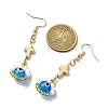 Handmade Seed Evil Eye & Cross Dangle Earrings EJEW-MZ00227-01-3