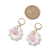 Shell Pearl & Cat Eye Leverback Earrings EJEW-JE05919-3