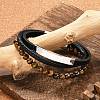 Braided Leather Multi-strand Bracelets for Men BJEW-Z081-16P-1