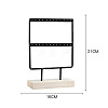 1 Set 2-Tier Rectangle Iron Jewelry Dangle Earring Organizer Holder with Wooden Base EDIS-SC0001-08A-2