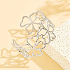 304 Stainless Steel Hollow Flower Outline Open Cuff Bangles for Women SA-CBABC9E-02P-1