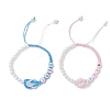 2Pcs ABS Plastic Imitation Pearl Beads Braided Bead Bracelets for Women BJEW-JB13062-2