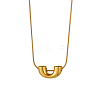 304 Stainless Steel U-shaped Pendant Round Snake Chain Necklaces NJEW-OY002-34G-3