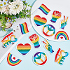 Gorgecraft 14Pcs 7 Style Rainbow/Pride Flag Theme Computerized Embroidery Cloth Iron On Patches PATC-GF0001-18-4