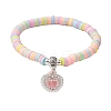 Natural Gemstone & MIYUKI Seed Beads Heart Charm Bracelets BJEW-MZ00084-06-1