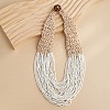 Bohemia Style Multi-strand Glass Seed Beaded Bib Necklaces for Women NJEW-G149-01D-1