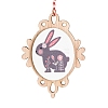 Easter Theme Wood Oval with Rabbit Pendant Decoration PW-WG77347-04-1