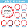 32Pcs 8 Styles Polyester & Spandex Cord Braided Bead Bracelets BJEW-TAC0065-4