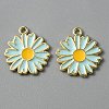 Light Gold Plated Alloy Enamel Pendants ENAM-WH0001-36LG-03-1