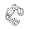 304 Stainless Steel Wave Open Cuff Ring for Women RJEW-M149-36P-3