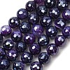 Electroplated Natural Agate Beads Strands G-B191-A07-8mm-10-2