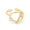 Brass Micro Pave Clear Cubic Zirconia Open Cuff Rings RJEW-G309-24G-2