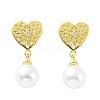 Heart Rack Plating Brass Studs Earrings for Women KK-Z038-03G-1