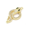 Brass Clear & Green Cubic Zirconia Snake Connector Charms KK-D317-150G-2