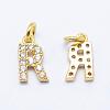 Brass Micro Pave Grade AAA Cubic Zirconia Charms ZIRC-P067-11G-R-NR-1