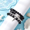 Natural Obsidian and Natural Lava Rock Bracelets Set for Women Men BJEW-JB11097-3