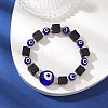 Natural Lava Rock & Handmade Lampwork Beads Stretch Bracelets BJEW-JB11984-04-1