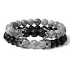 2Pcs 2 Styles Natural Picasso Jasper Beads Stretch Bracelet Set for Women Men MO5189-3-1