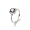 Rhodium Plated 925 Sterling Silver Moissanite Adjustable Rings for Women RJEW-U038-13P-01-4