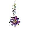 Glass Flower Hanging Suncatchers HJEW-C009-01F-1