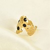 Irregular 304 Stainless Steel Enamel Wide Open Cuff Rings for Women RJEW-G338-12G-02-2