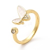 Clear Cubic Zirconia Butterfly with Enamel Open Cuff Ring KK-H439-11G-1