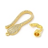 Rack Plating Brass Micro Pave Clear Cubic Zirconia Fold Over Clover Clasps KK-H447-06G-3