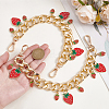 2Pcs Alloy Enamel Strawberry Charm Aluminum Bag Decorative Chains HJEW-BBC0001-27B-3