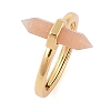 Double Pointed Hexagonal Prism Natural Sunstone Adjustable Rings for Women RJEW-G327-01G-01-1