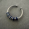 304 Stainless Steel Enamel Disc Beaded Adjustable Open Rings FS-WGAD8B0-05-1