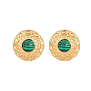 Synthetic Malachite Flat Round Stud Earrings KQ6681-2-1