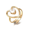 304 Stainless Steel Cubic Zirconia Cuff Open Rings SA-CBA54F2-03C-G-1