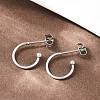 C-Shaped 304 Stainless Steel Stud Earrings EJEW-Z154-01P-01-3