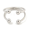 Non-Tarnish Round Ball 304 Stainless Steel Open Cuff Finger Rings for Women RJEW-P114-11P-2