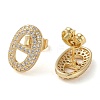 Rack Plating Brass Micro Pave Cubic Zirconia Stud Earrings EJEW-M230-18G-2